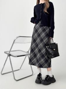 Váy Midi Chữ a Kẻ Caro Len Cạp Cao Cho Nữ Mùa Thu Cỡ Lớn Che Bụng Thon Gọn Váy Chữ a Dài Vừa Phải