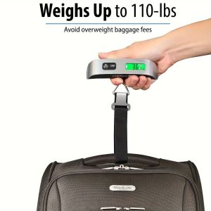 50kg/110lb Portable Digital Luggage Weight Scale LCD Display Pocket Electronic Suitcase Travel Scale Balance Baggage Weight Tool