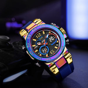 นาฬิกาข้อมือควอทซ์สำหรับผู้ชาย8106หน้าปัดอนาล็อกดิจิทัลกันน้ำ Jam Tangan Sport smael