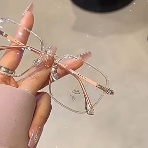 Korean Photochromic Glasses Square Frame Cermin Mata Large Frame Retro Glasses 眼镜