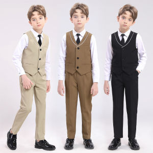 lontakids Kids Boys Vest Suits Slim Fit Dress Clothes Toddler Tuxedo Suit Set for Teen Boys Wedding Ring Bearer Outfit