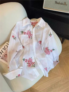 SHENGHUOYA | French Gentle Style Sweet Floral Polo Collar Long Sleeve Thin Shirt