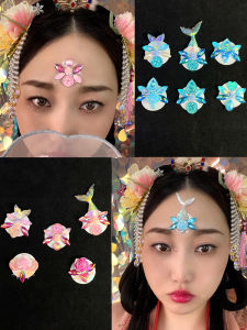 Painted Eyebrow Stickers Horse Eye Diamond Shell Fishtail Pearl Makeup Color Rhinestone Makeup Face Stick-on Crystals Stage Material Package