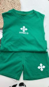 เสื้อผ้าเด็กแฟชั่นฤดูร้อนเสื้อผ้าเด็กสบายเสื้อกั๊กกางเกงขาสั้นบุคลิกภาพสองชุดผ้าฝ้าย