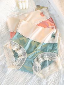 สูง เอว ผ้าฝ้าย ชุดชั้นใน ผู้หญิง ผ้าไหม ผ้าซาติน พรางหุ่น ชุดชั้นใน เซ็กซี่ สามเหลี่ยมเสริมก้น กางเกงชั้นในหญิง การสร้างรูปร่างที่สะดวกสบาย กางเกงใน