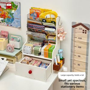Childrens Bookshelf Student Desk Organizer Slanted Insert Book Storage Rack Irregular Shape Modern Simple Style Home Library