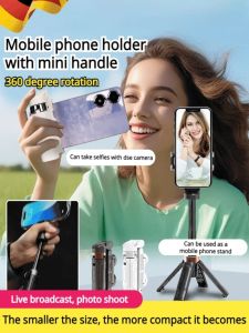 Portable Mini Selfie Stick Handheld Tripod Stand 360 Rotation Universal Phone Photography Accessory Aluminum Alloy Bluetooth Remote