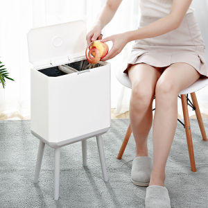 Large Capacity Kitchen Trash Can 14L Japanese Style Wet And Dry Waste Classification Home Living Room Luxury Combination Storage