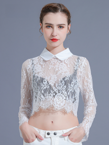Lace Back Button Shirt Collar Detachable Collar Womens All-Matching Fake Collar Detachable Collar Spring Summer Autumn and Winter Thin Half Long Sleeves Bottoming Shirt Inner Wear
