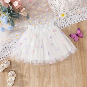 Princess Style Tulle Skirt for Girls White Puffy Half Skirt Childrens Summer Fashionable Baby All-Match Seasonal Princess Dress