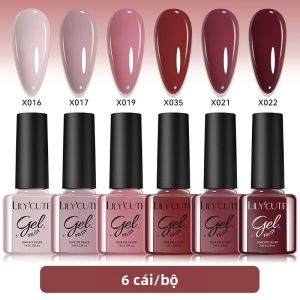 Bộ Sơn Gel Móng Tay LILYCUTE 6 Món/bộ 7ML Màu Nâu Đỏ Cà Phê Tự Làm Bán Vĩnh Cửu Tẩy Được Bộ Dụng Cụ Sơn Gel UV Dành Cho Thiết Kế Nail Art Và Làm Móng