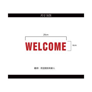 Trendy Welcome Vintage Adhesive Sticker for Sliding Double Door Glass Decorative Advertising PVC Wall Decals Home Accessories