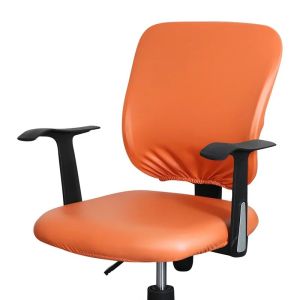 Waterproof Office Chair Cover PU Leather Solid Computer Chair Backrest Cover With Chair Seat Cover Stretch and Washable