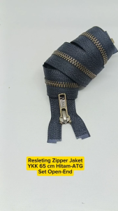 Resleting Zipper Jaket YKK 65 cm Type Gigi Besi Warna Hitam - ATG Bakar Model Set Open End / Buka Lepas Harga Per Biji