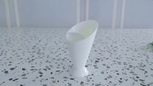 2 In 1 Reusable French Fries Cup Holder Plastic Cone Ketchup Dipping Salad Cups Bowls