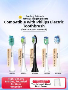 Philips Electric Toothbrush Head Diamond 3 Series HX5181/6730/3226/5262 Replacement Brush Head Medium Nylon Bristles for Gum Care