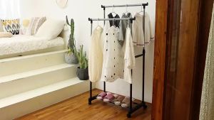 Gantungan Baju Stand Hanger Gawang Double Rack Rak Gantungan Baju Serbaguna Stand Cloth Hanger