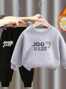 เสื้อสเวตเตอร์คอวีบุขนแกะหนาสำหรับเด็กชาย ชุดฤดูใบไม้ร่วง/ฤดูหนาว แขนยาว เสื้อชั้นในเด็กผู้หญิง แฟชั่นสุดเท่