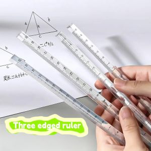 ไม้บรรทัดสามด้านโปร่งใส15/20ซม. นักเรียนง่ายในการวาดภาพอุปกรณ์การเรียนเครื่องเขียนสำนักงาน