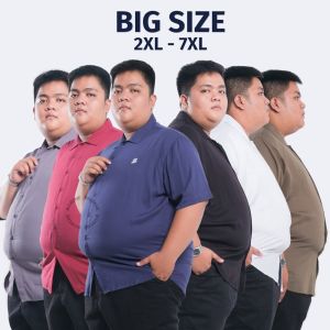Kemeja Big Size Pria Jumbo Lengan Pendek XXL XXXL 4XL 5XL 6XL 7XL LD 120 130 140 150