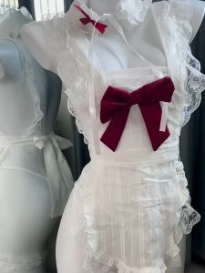 Hormones🌸🌸ชุดนอนไม่ได้นอน ชุดคอสเพลย์ ชุดเมดแม่บ้าน ตกแต่งโบว์ ส่งจากไทย