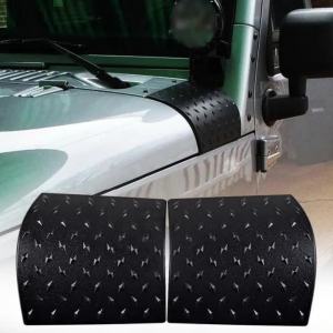 Hooke Road Black Hood Cowl Body Armor Outer Cowl Cover Corner Guards for 2007-2016 Jeep Wrangler JK & JKU Accessories - Pair