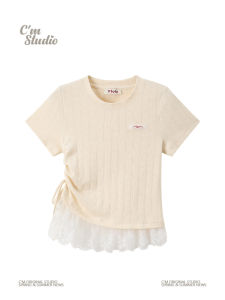 Áo Thun Nữ Tay Ngắn Thắt Nơ Happy Beast Sweet Sister Style Cổ Tròn Ôm Vừa Vặn Mùa Hè 2025 Trung Quốc Sản Xuất