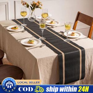 【Local Delivery】Texture Stripes Table Runner for Dining Table Kitchen Decor Anti-stain Dining Table Runner Wedding Table Cloth Home Decoration ZJJ-Table-Runner