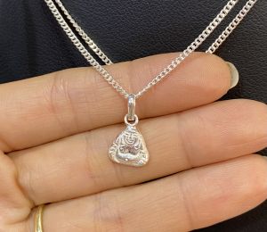 Vòng cổ bạc s925 Phật Bà Phật Di Lặc bình an may mắn cho bé yêu luôn vui vẻ lạc quan