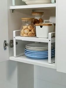 Adjustable Kitchen Cabinet Divider Rack Stand | Organiser Extendable Storage Rack Table Top