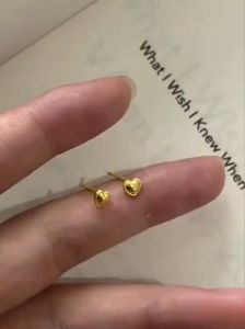 24K Saudi Gold Nasasangla pawnable 100% Original  Mini love earrings for women for kids baby girl gift hypoallergenic non tarnish dangling Daily use