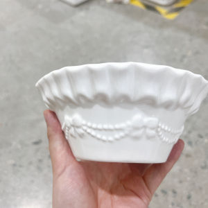 Adorable Ceramic Soup Bowl with Butterfly Knot High Temperature Resistant Dessert Bowl Macaron Ice Shaving Bowl Pink Girl Heart