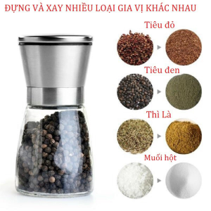 Lọ xay tiêu cầm tay thủy tinh trong inox 304 sắc bén loại to Máy xay tiêu cầm tay cao cấp Dụng cụ xay tiêu - 2SHOP STORE