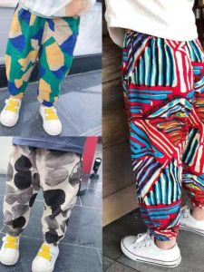 Boys Cartoon Mosquito-Resistant Pants Summer Casual Silk Drawstring Long Trousers Cute Personality Fashionable Childrens Clothing