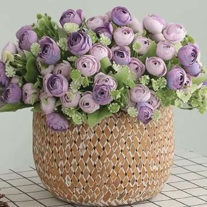 (15 Kuntum) Bunga Artificial Peony Ball Holland Mix Gypsophila