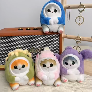 Oldlaiben Mofusand Plush Keychain Shark Cat Cos Dinosaur Stuffed Animals Key Chain Fluffty Pendant Birthday Gifts