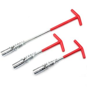 Universal Spark Plug Socket Wrench Set with T-Handle Durable CR-V Steel High Torque Round Head for Car & Motorcycle Maintenance