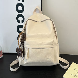 Soft PU Leather Dual Shoulder Bag for Men And Women Travel Commuting Large Capacity Student Backpack Trendy Computer Bag