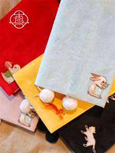 Original Embroidery Rabbit Apron Notebook Cover Plush Cute A5A6 Loose Leaf Notebook Gift Journal Planner Organizer Cover