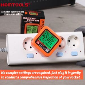 【Gửi hàng từ Bình Dương】HOMTOOLS HM58D 30-260V RCD  Máy kiểm tra ổ cắm với kiểm tra điện áp  AC 30V-260V  Máy kiểm tra công cụ tìm máy kiểm tra điện  Công cụ tìm máy phát điện áp điện áp điện áp tự động