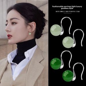 Unique Design Fake Turandot Jade Ancient Style Earrings New 2025 Best Selling High End Feeling Fake Emerald Ice Type Dangle Earrings