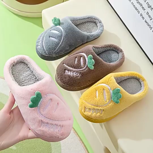 Miss slippers Rabbit Fur Slippers For Kids Girl And Boys Home Wooden Floor Plush Warm Indoor Slipper