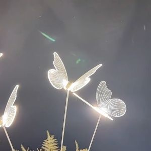 【24-hour delivery】New Wedding props luminous 5pcs Butterfly road lead light wedding stage iron art electric gold plate