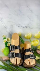 Womens Outerwear Double Strap Lightweight Flat Slipper A08