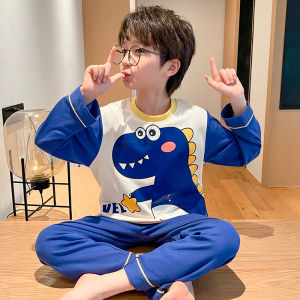 Meileti Childrens Sleepwear Long Sleeve Pure Cotton Home Clothes Set for Girls And Boys Warm Strawberry Patterned Kids Pyjamas