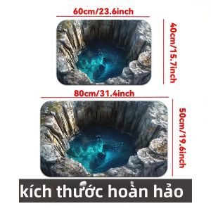 Tấm Thảm Cửa Ra Vào Hiệu Ứng Hình Ảnh 3D VIKAMA - Thảm Hành Lang Bền Chắc Thấm Hút Nước Thảm Sàn Nhà Tắm Dễ Vệ Sinh Trang Trí Nhà Cửa Mặt Sau Bằng PVC Chống Trơn Trượt
