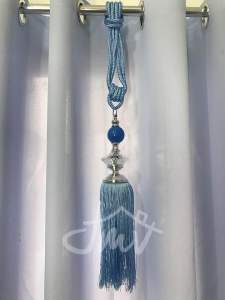 Blue Curtain Printed & Plain Guava Design with Ring Holes