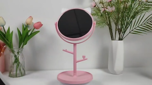 Cermin Mekap Boleh Disesuaikan Travel Home Cermin Tandas 180° Rotate Cat Mirror Folding Adjustable Cute Mirror Makeup Cosmetic 可调化妆镜