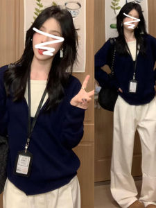 Black Knitted Sweater Top Womens College Style Lazy Fashion Autumn Korean System Matching Long Sleeve round Neck Regular Thickness