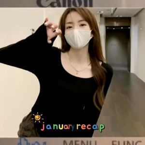 Catalog Fashion เสื้อครอปแขนยาวคอกลมกว้าง ชายเสื้อเว้าทรงตัวยู 4 สี